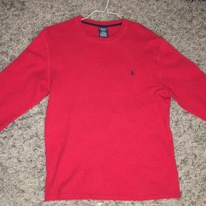 Red long sleeve waffle shirt
